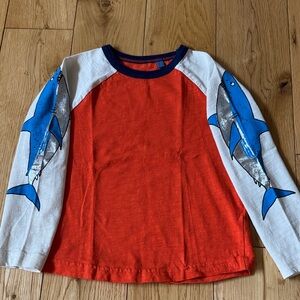 Mini Boden Orange and Blue Shark Long Sleeve Tee